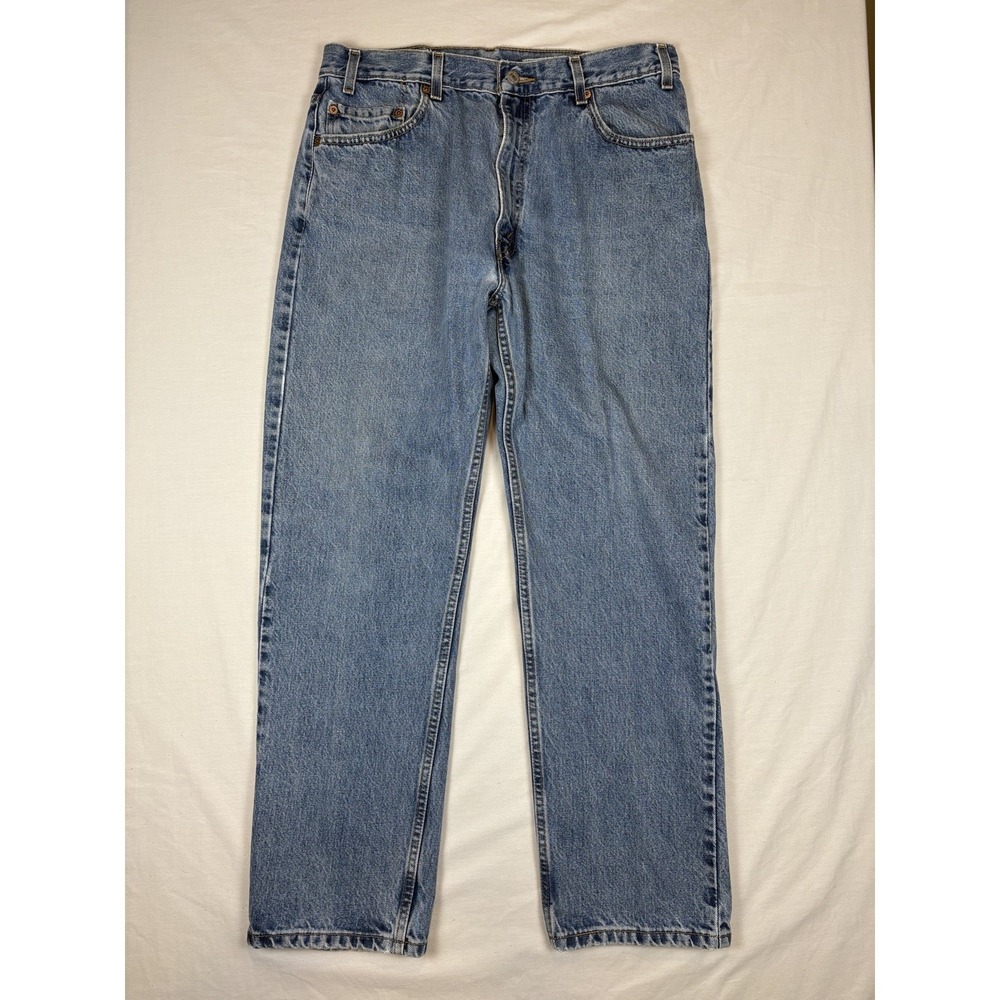 Levis 505 Jeans Mens 36x30 Blue Medium Wash Cotton Stretch Regular Fit Denim
